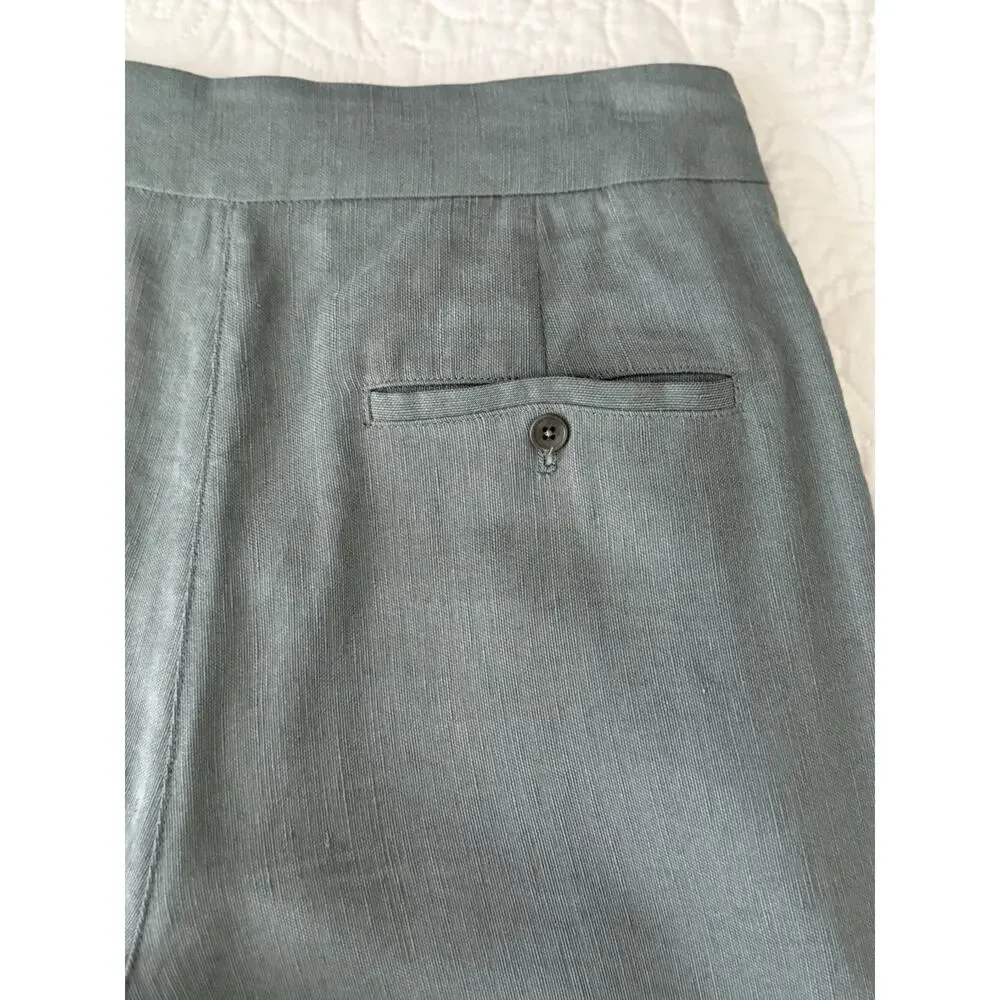 Aritzia Wilfred ALLANT Women's Pants Sz 4 Green Cropped‎ Tie Waist Linen Lyocell